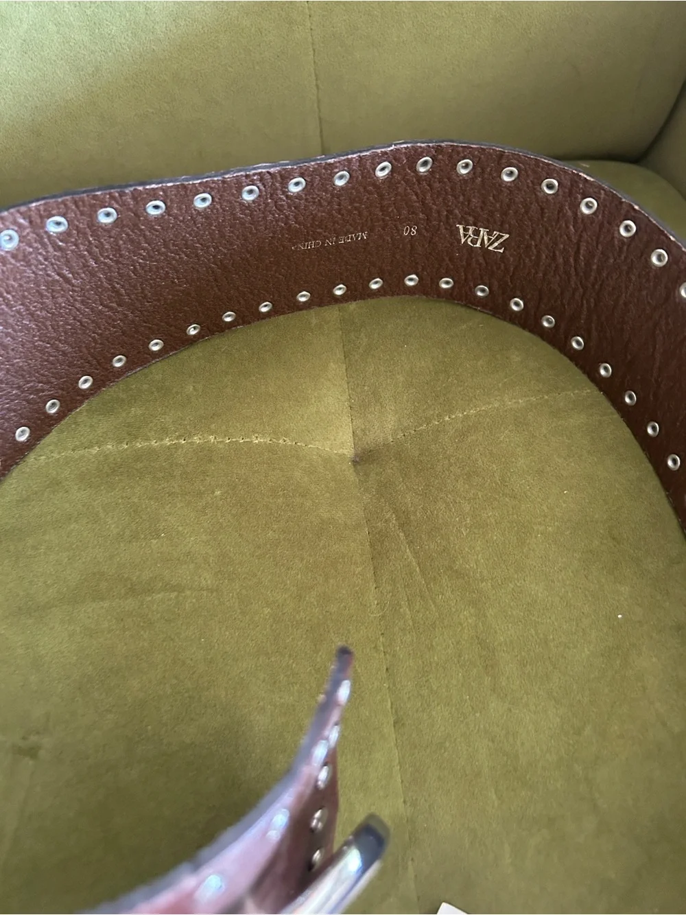 Zara Brown Leather Eyelet Strap Belt